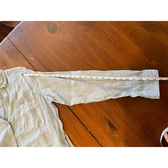 Sigred Olsen XL Women ButtonUp All Linen Sheer Mother of Pearl Button LongSleeve - Picture 11 of 11